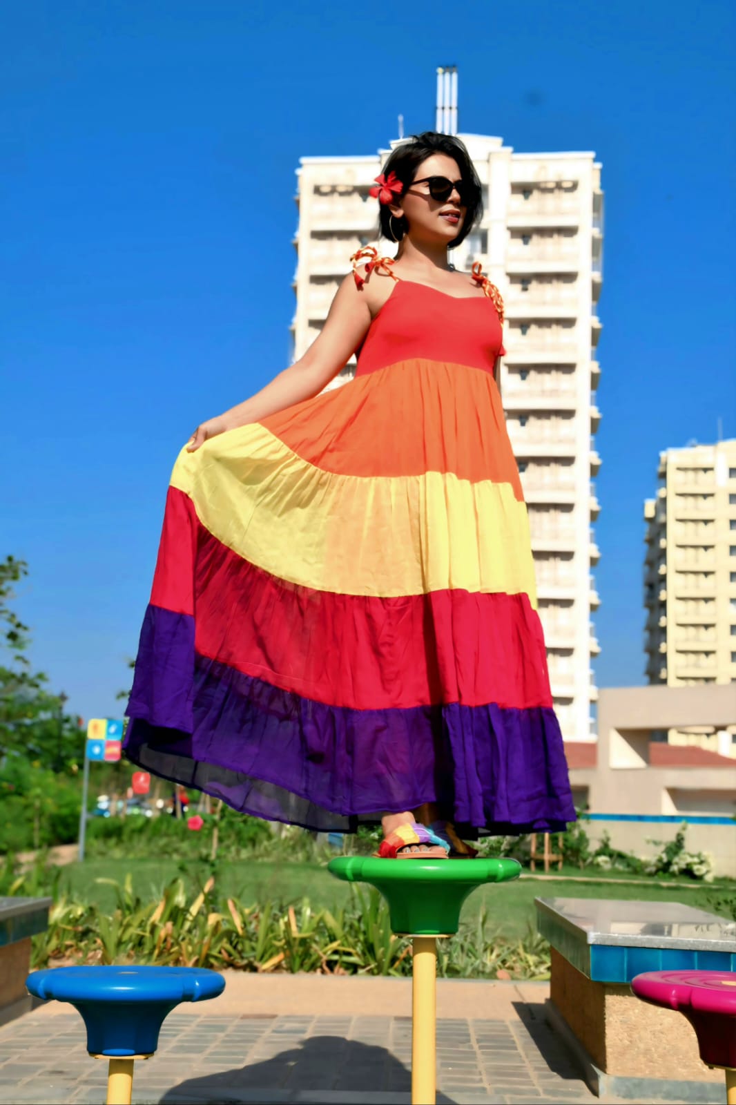 Rainbow Mulmul Dress
