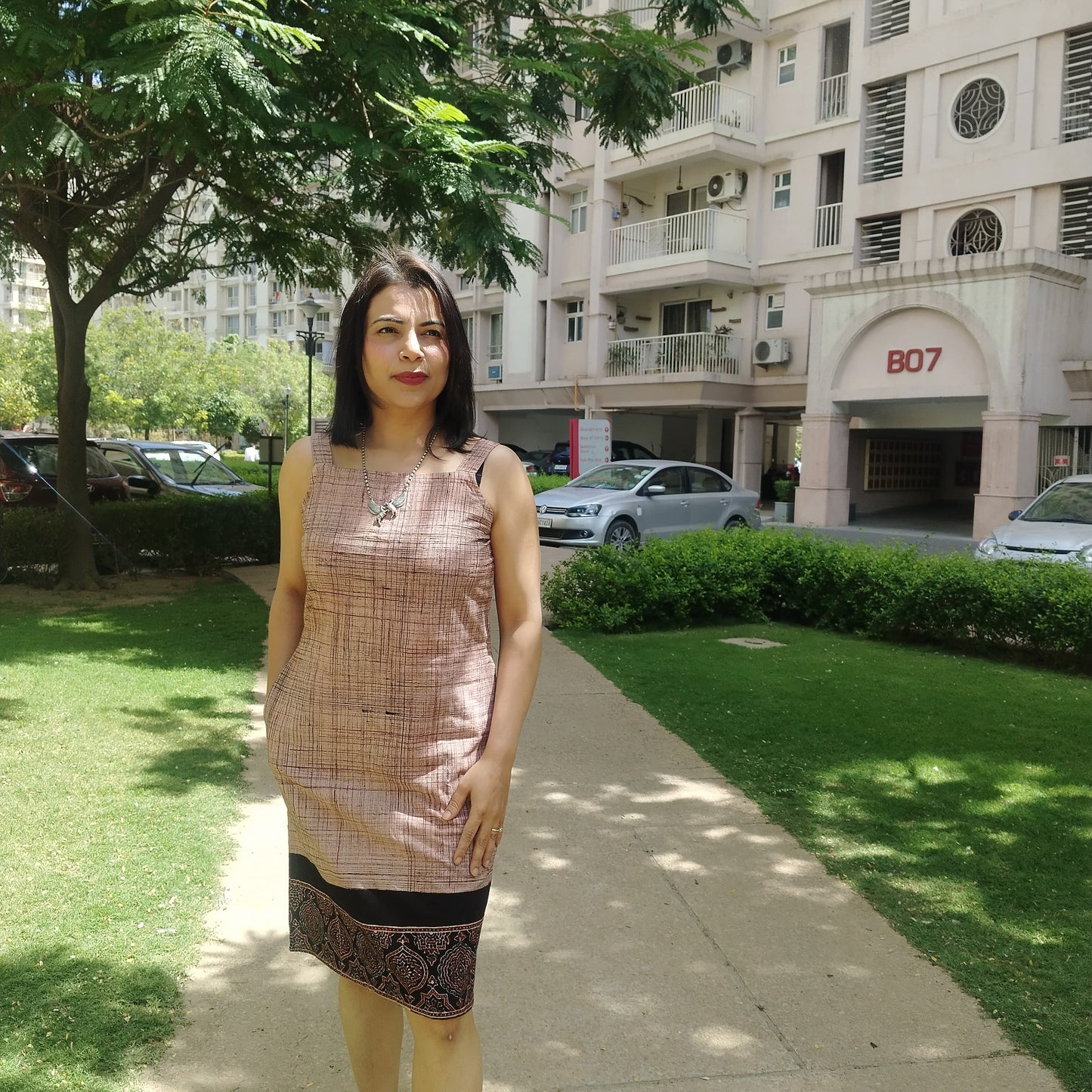 Ajrak dress with shrug