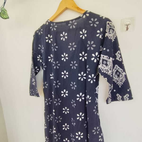 Black floral and ikkat wrap dress