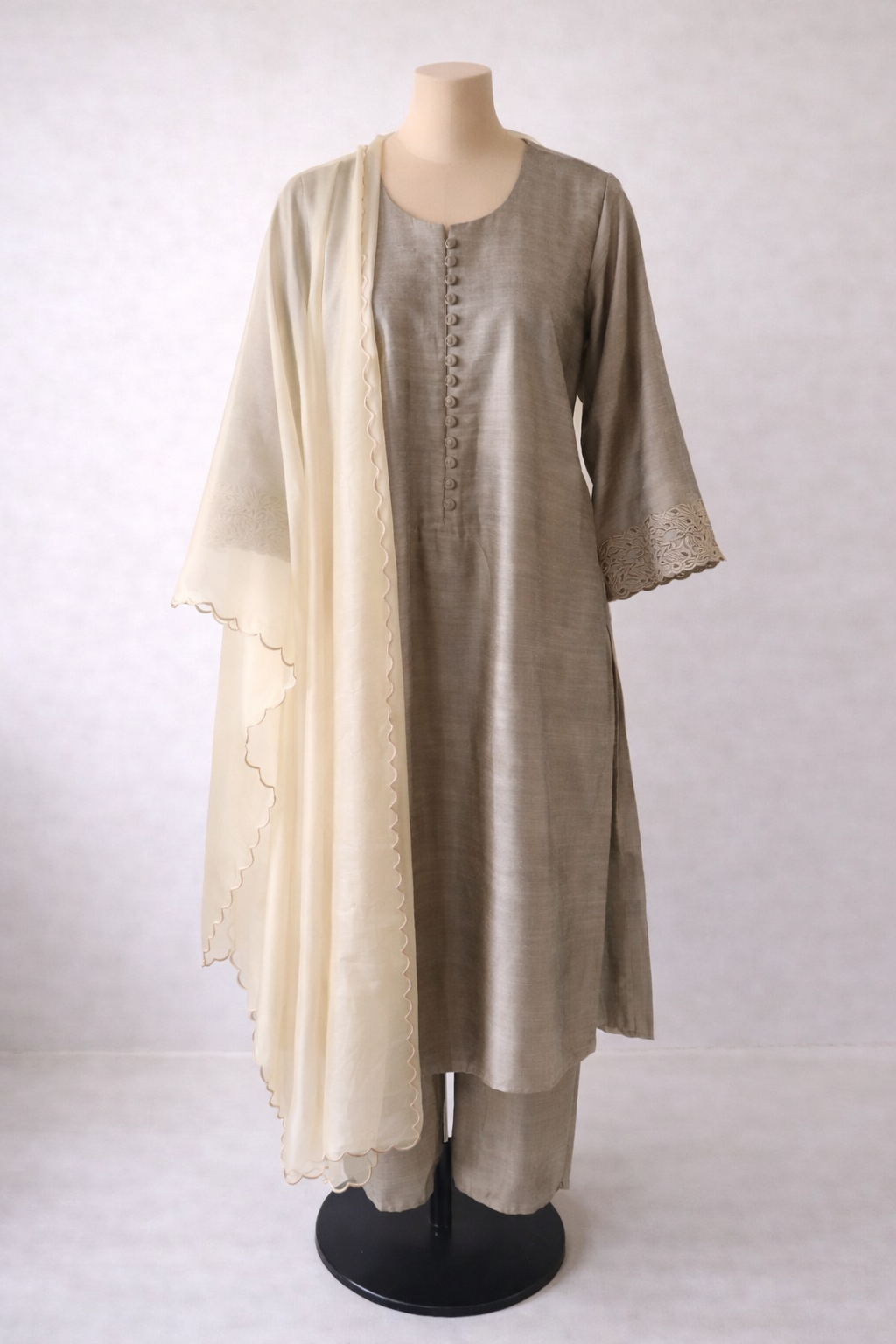 Karigari Cutwork embroidery suit sets  with duppata