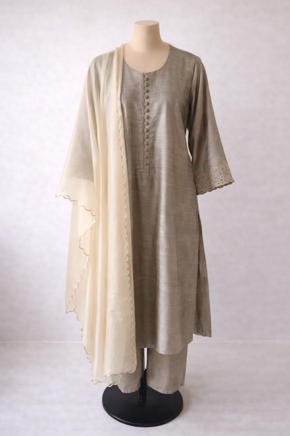 Karigari Cutwork embroidery suit sets  with duppata