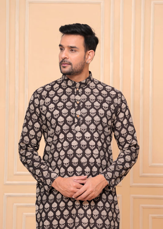 Black Buta Kurta Set