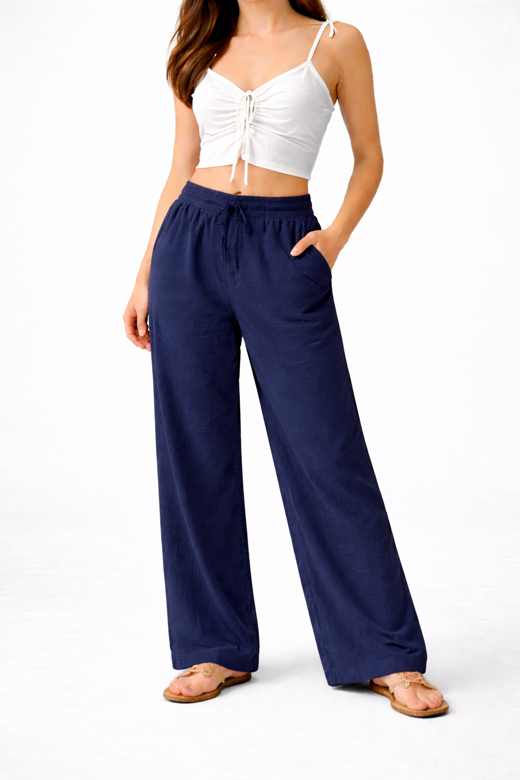Khadi cotton straight pant( Fully elasticated )