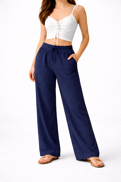 Khadi cotton straight pant( Fully elasticated )