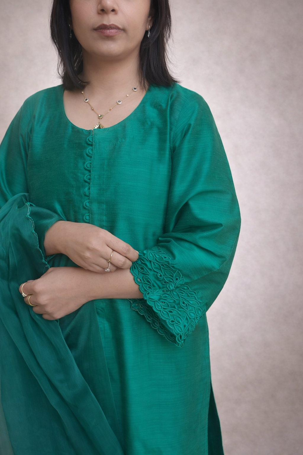 Karigari Cutwork embroidery suit sets  with duppata