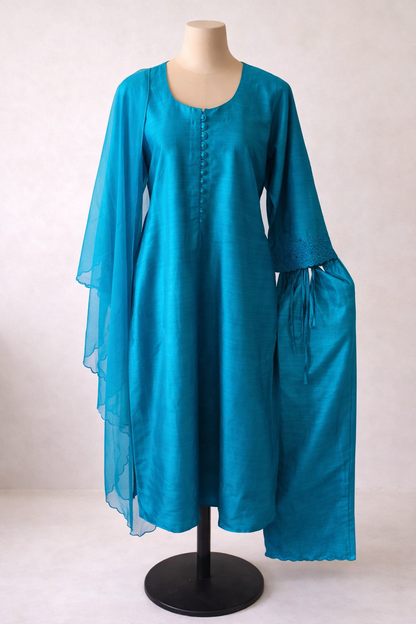 Karigari Cutwork embroidery suit sets  with duppata
