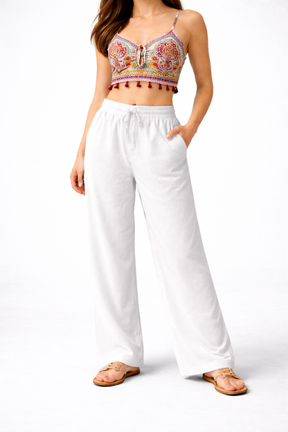 Khadi cotton straight pant( Fully elasticated )