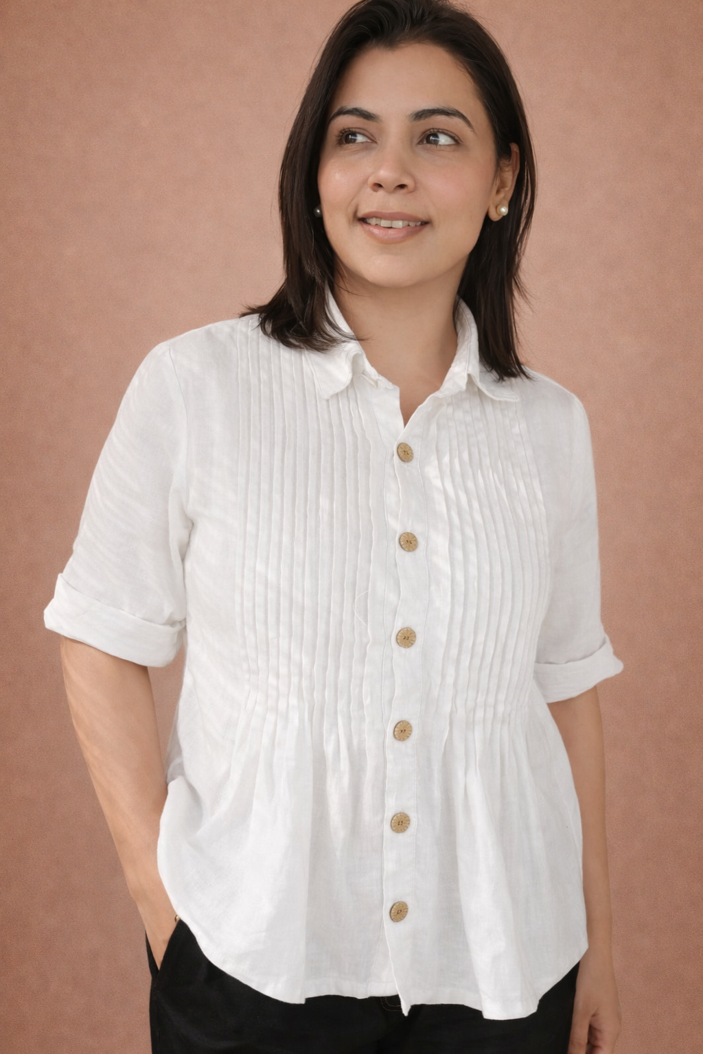 Desk to dinner pintuck tops