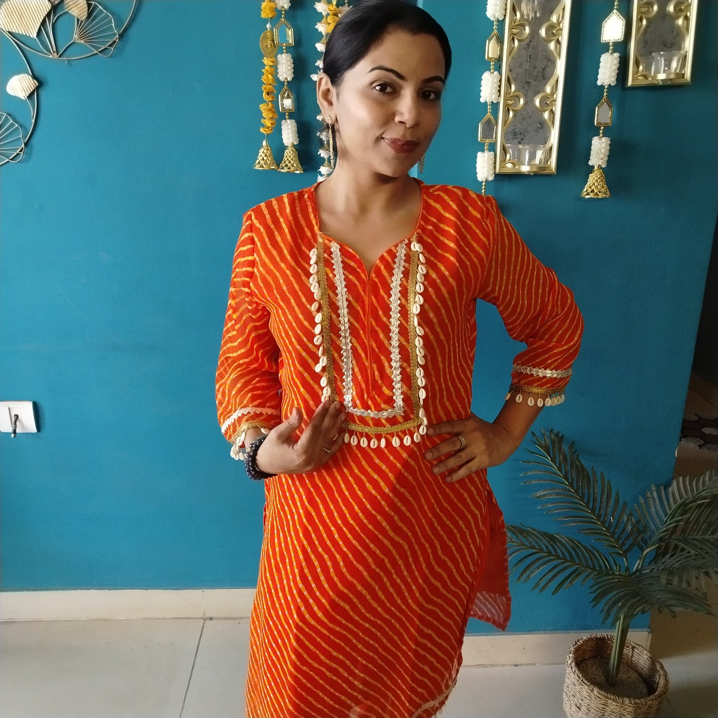 Bandhani suit set ( orange)