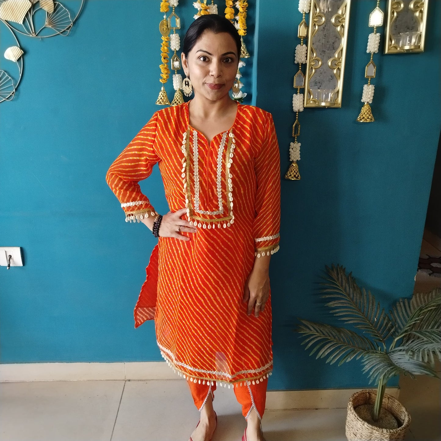 Bandhani suit set ( orange)