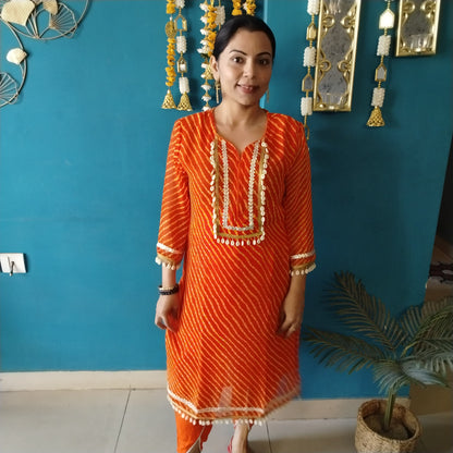 Bandhani suit set ( orange)