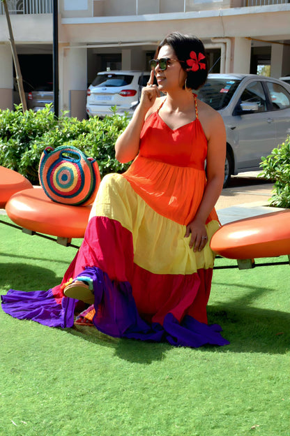 Rainbow Mulmul Dress