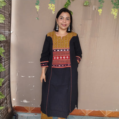 Khadi cotton suit sets with handwork ( 4 Colors)