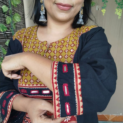 Khadi cotton suit sets with handwork ( 4 Colors)