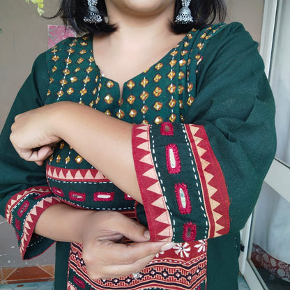 Khadi cotton suit sets with handwork ( 4 Colors)