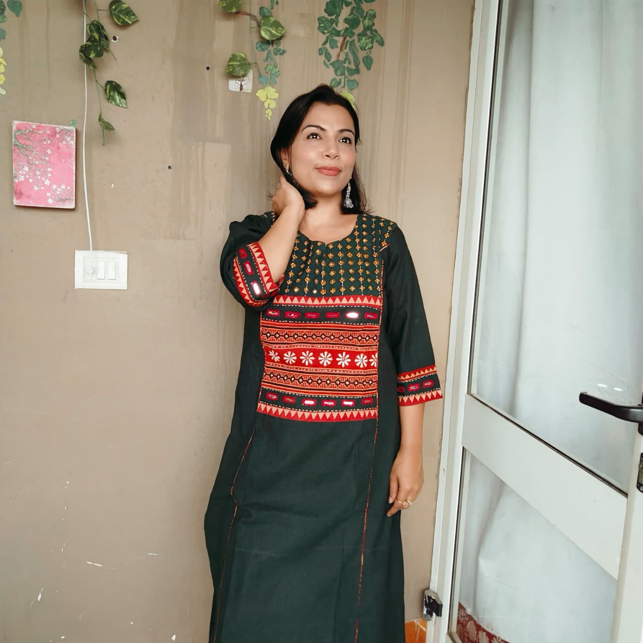 Khadi cotton suit sets with handwork ( 4 Colors)