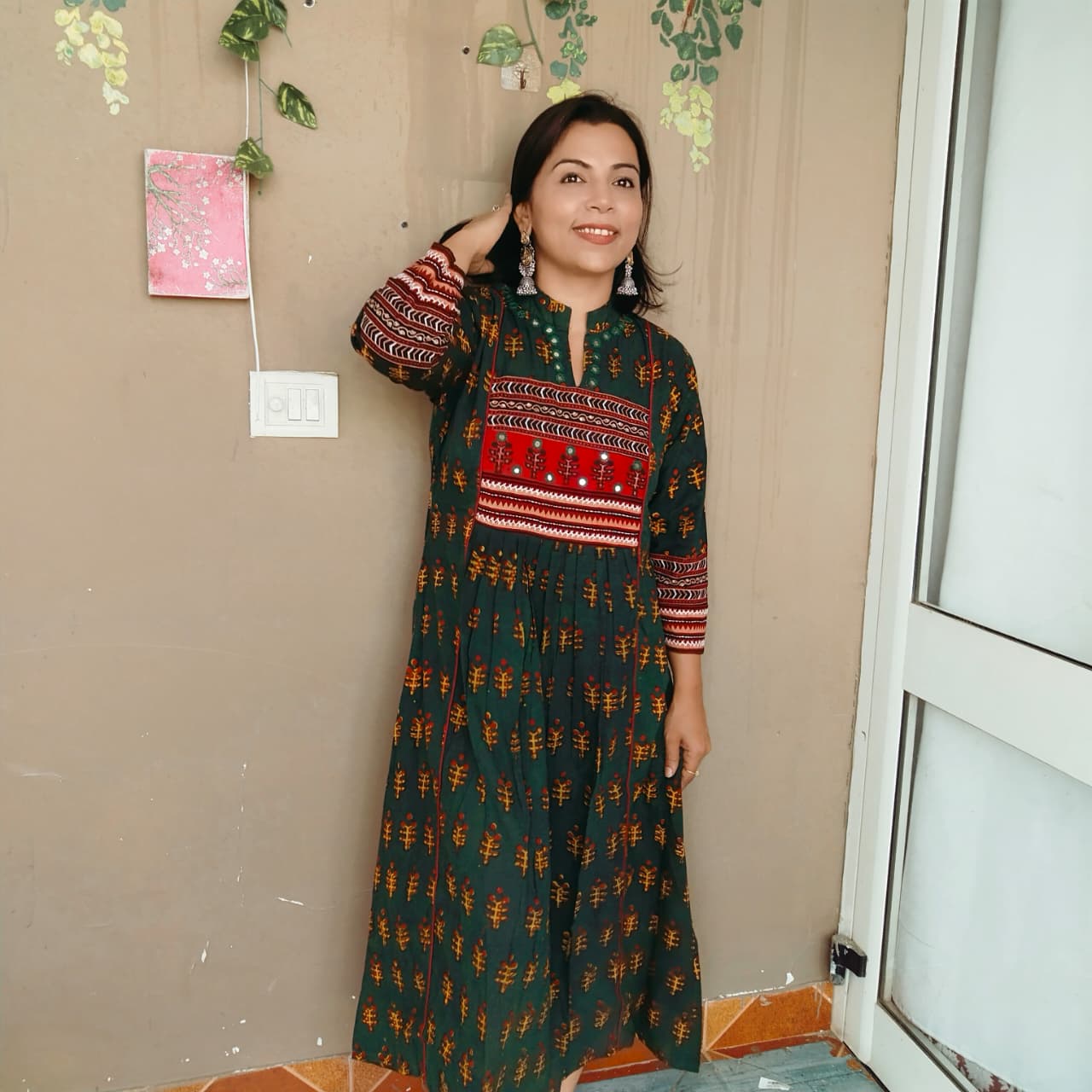 Dabu kurta with patch and mirror work ( 3 colors)