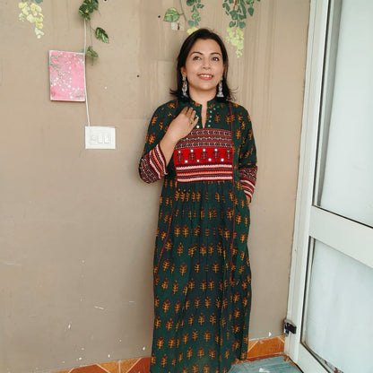 Dabu kurta with patch and mirror work ( 3 colors)