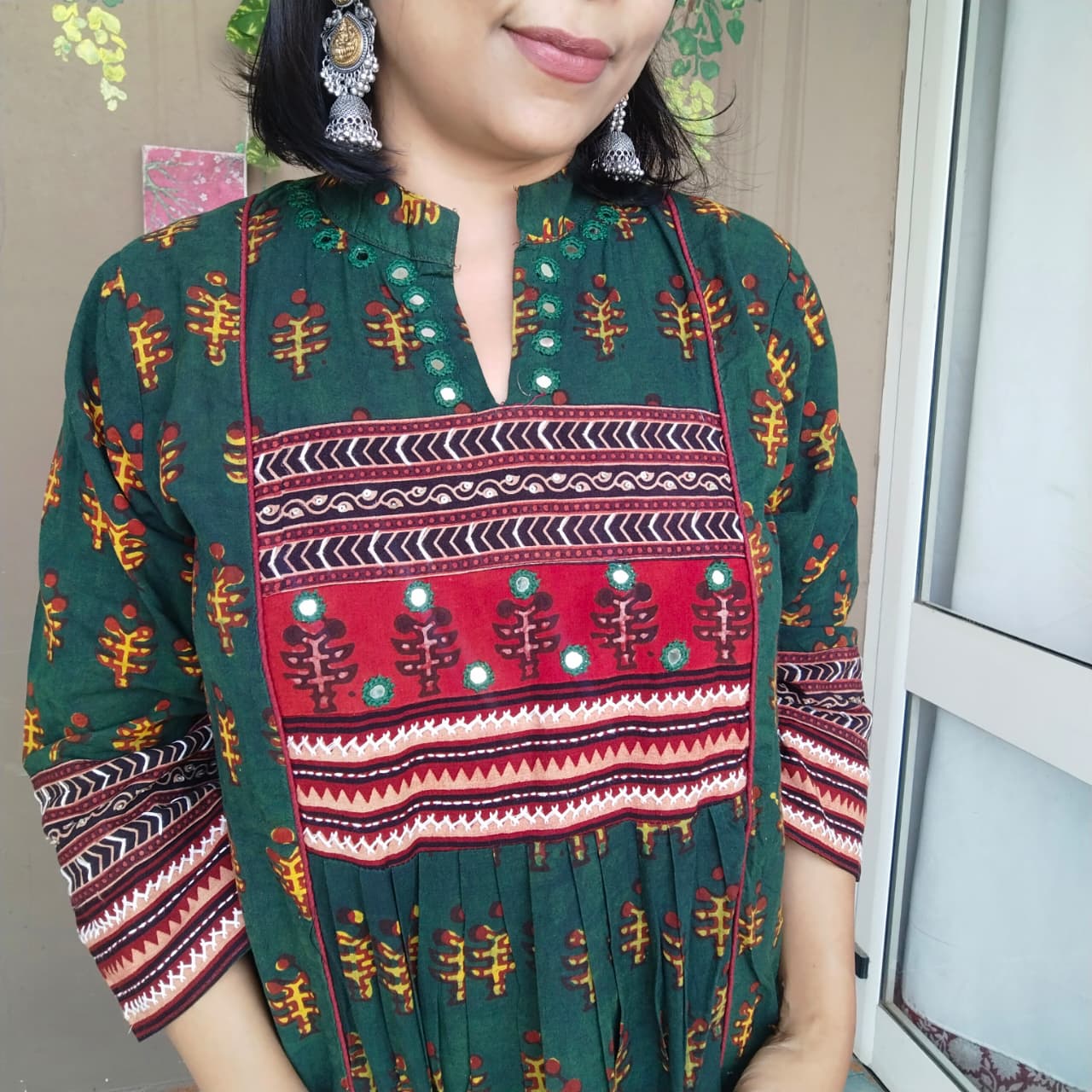 Dabu kurta with patch and mirror work ( 3 colors)