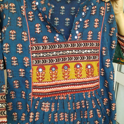 Dabu kurta with patch and mirror work ( 3 colors)