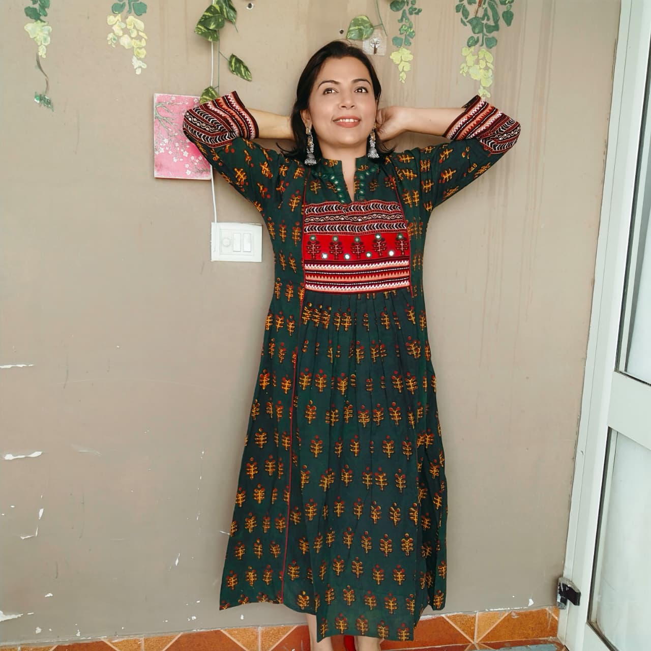 Dabu kurta with patch and mirror work ( 3 colors)