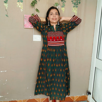 Dabu kurta with patch and mirror work ( 3 colors)