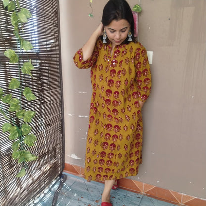 Kalicut handblock kurta with mirrors