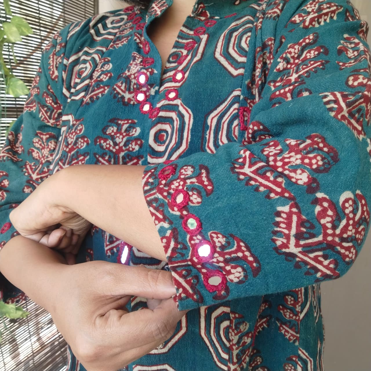 Kalicut handblock kurta with mirrors