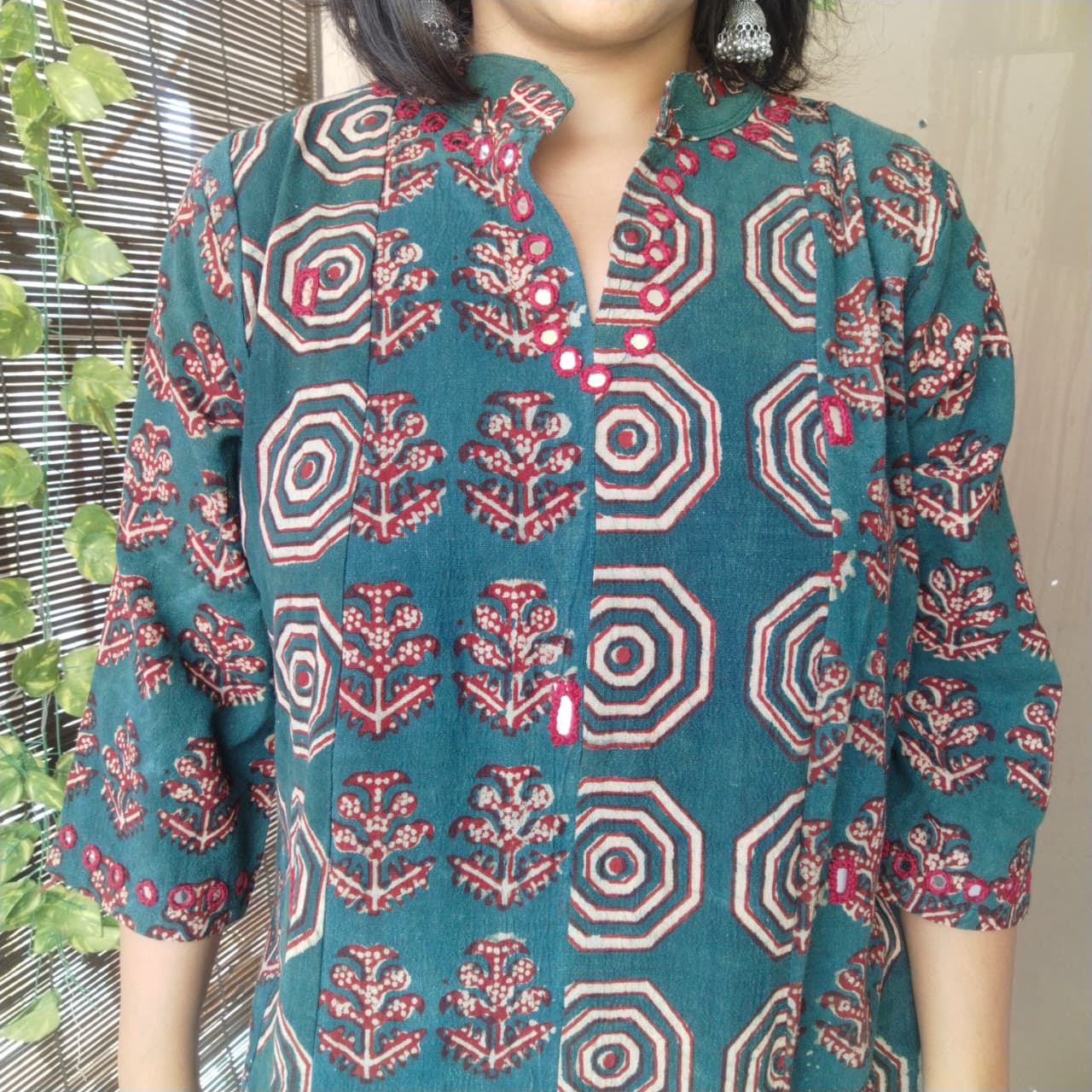 Kalicut handblock kurta with mirrors