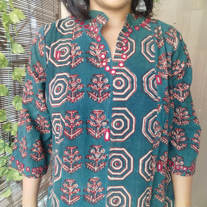 Kalicut handblock kurta with mirrors