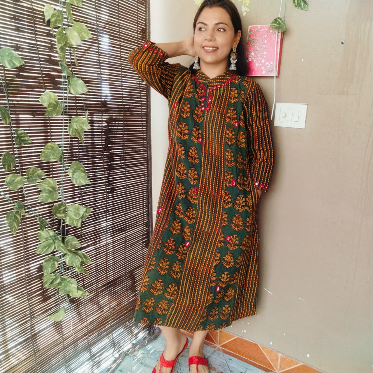 Kalicut handblock kurta with mirrors