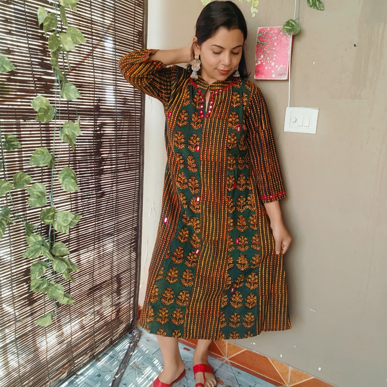 Kalicut handblock kurta with mirrors