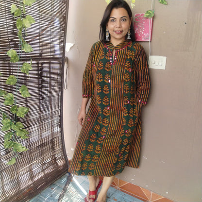 Kalicut handblock kurta with mirrors
