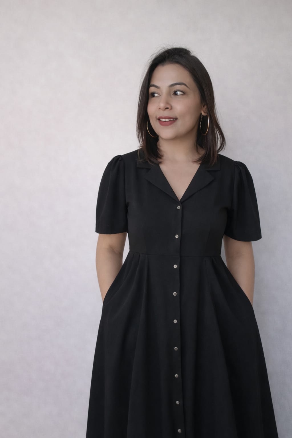 Coat collar desk to dinner dress