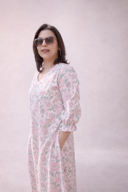 Print story gulab dress