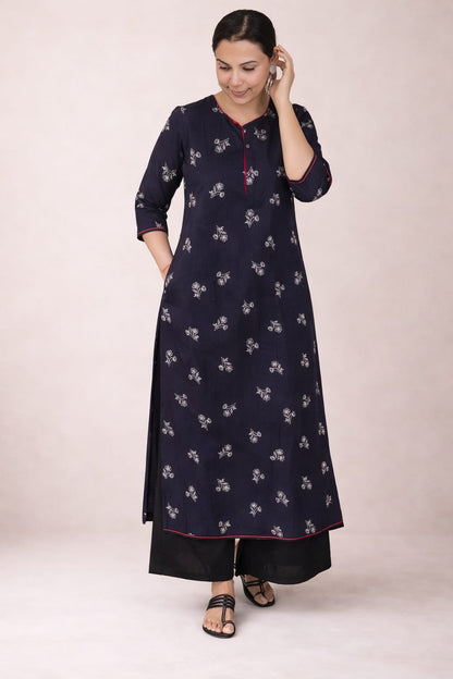 Printed khadi cotton kurta ( 2 colors )