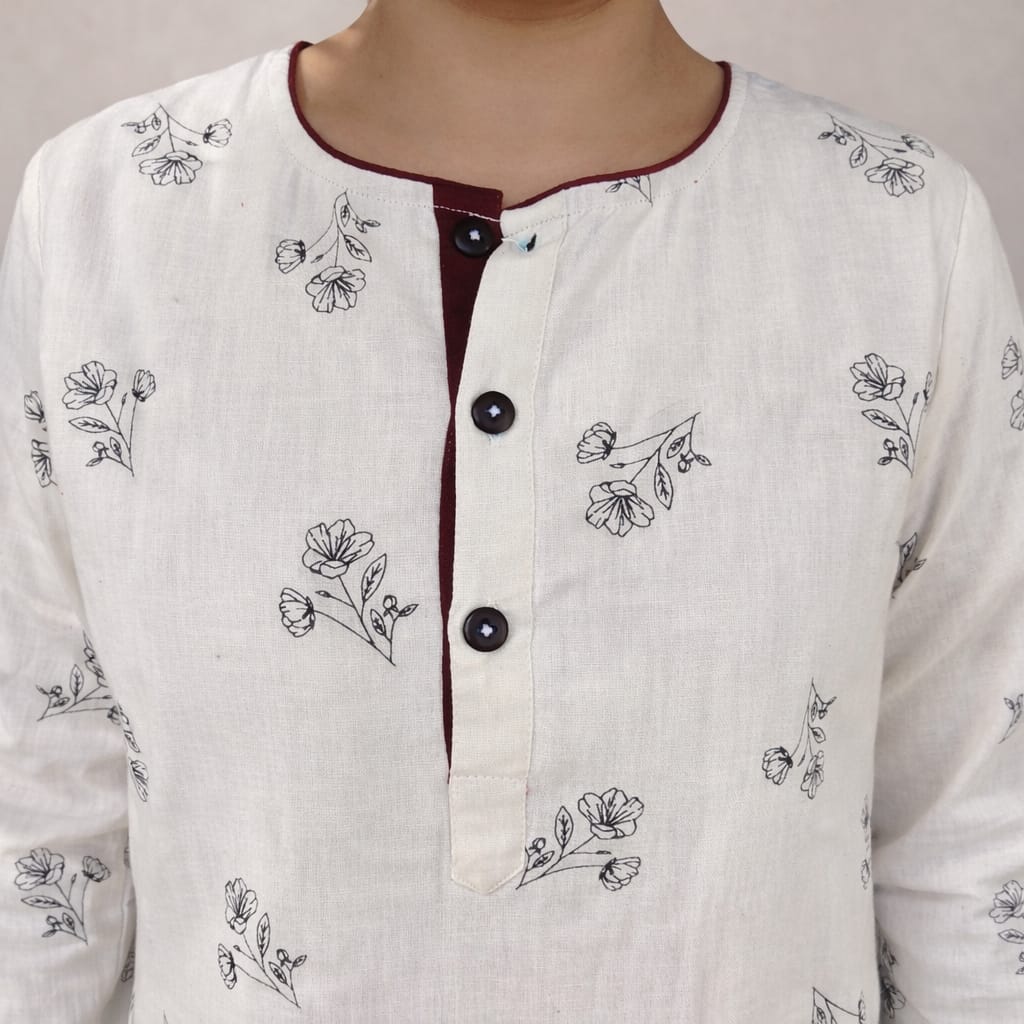 Printed khadi cotton kurta ( 2 colors )