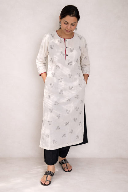 Printed khadi cotton kurta ( 2 colors )