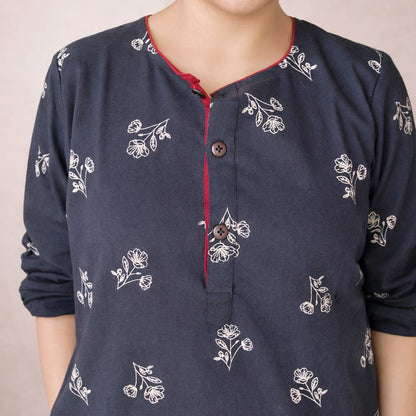 Printed khadi cotton kurta ( 2 colors )