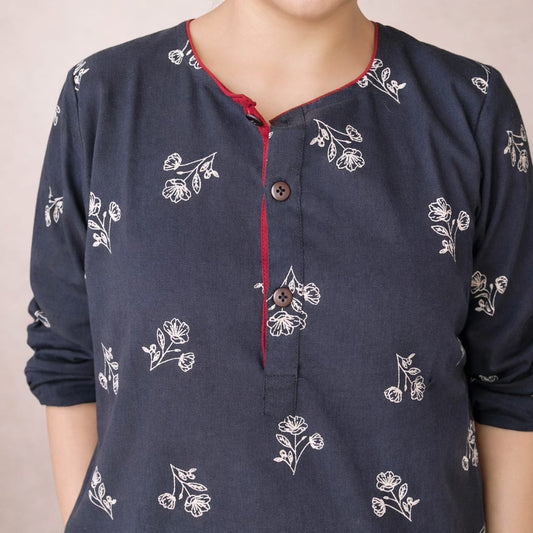 Printed khadi cotton kurta ( 2 colors )