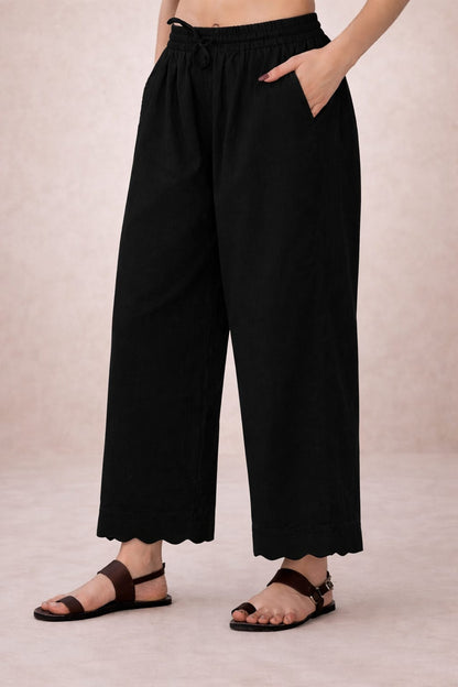 100% cotton scallop pants