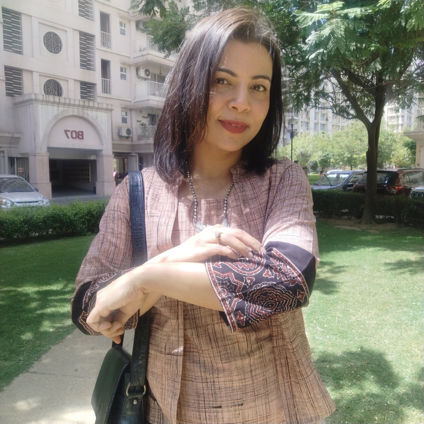 Ajrak dress with shrug