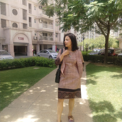 Ajrak dress with shrug