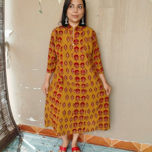 Kalicut handblock kurta with mirrors