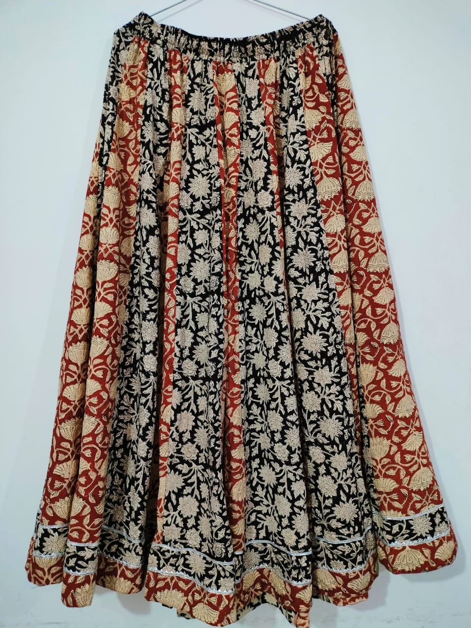 Ajrak and kalamkari skirt( Brown)