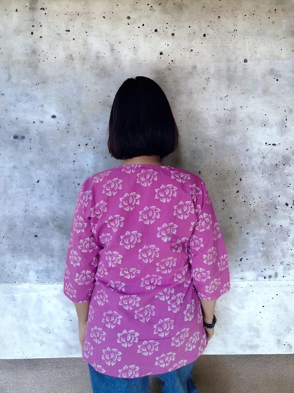 Short kurta lotus block pink