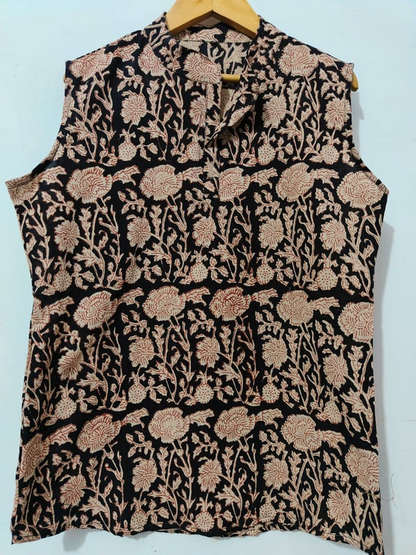 Bagru Print short Top ( Black)