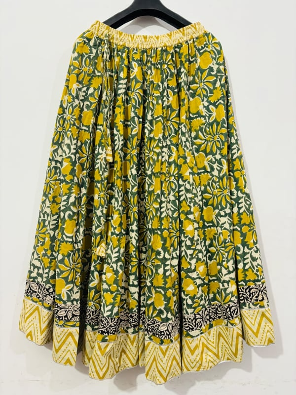 Kalamkari block skirt ( yellow)