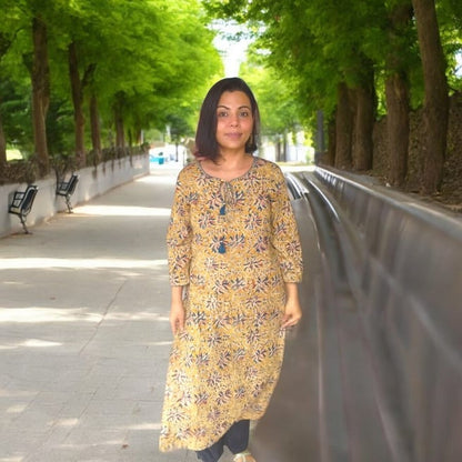 Kalamkari straight kurti(green)