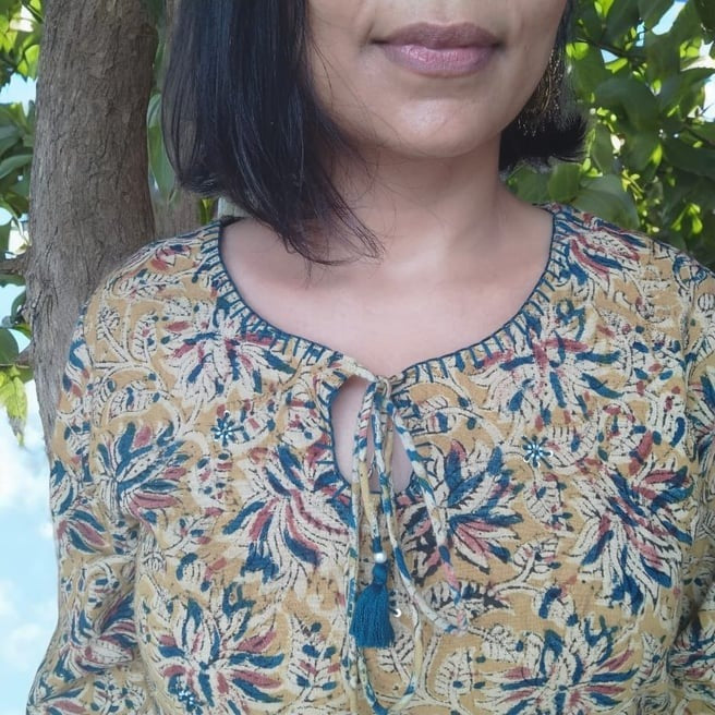 Kalamkari straight kurti(green)